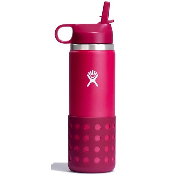 Hydro Flask Kids Wide Mouth Bottle 20 Oz Peony Hot Pink Wide Mouth Straw Cap NEW - Picture 1 of 5